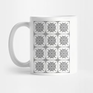 Black and white heart quilt repeat pattern Mug